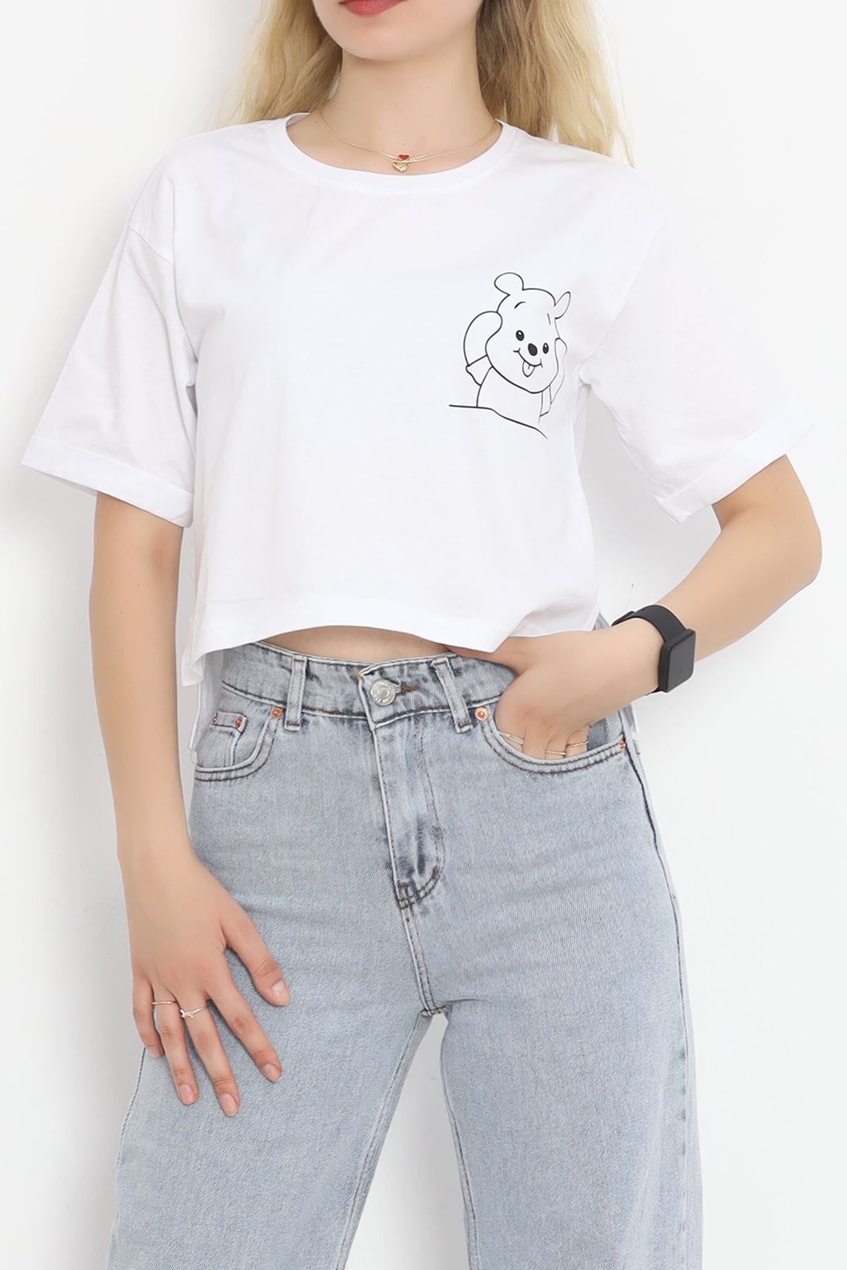 Printed Crop T-shirt White - 16491.1567.