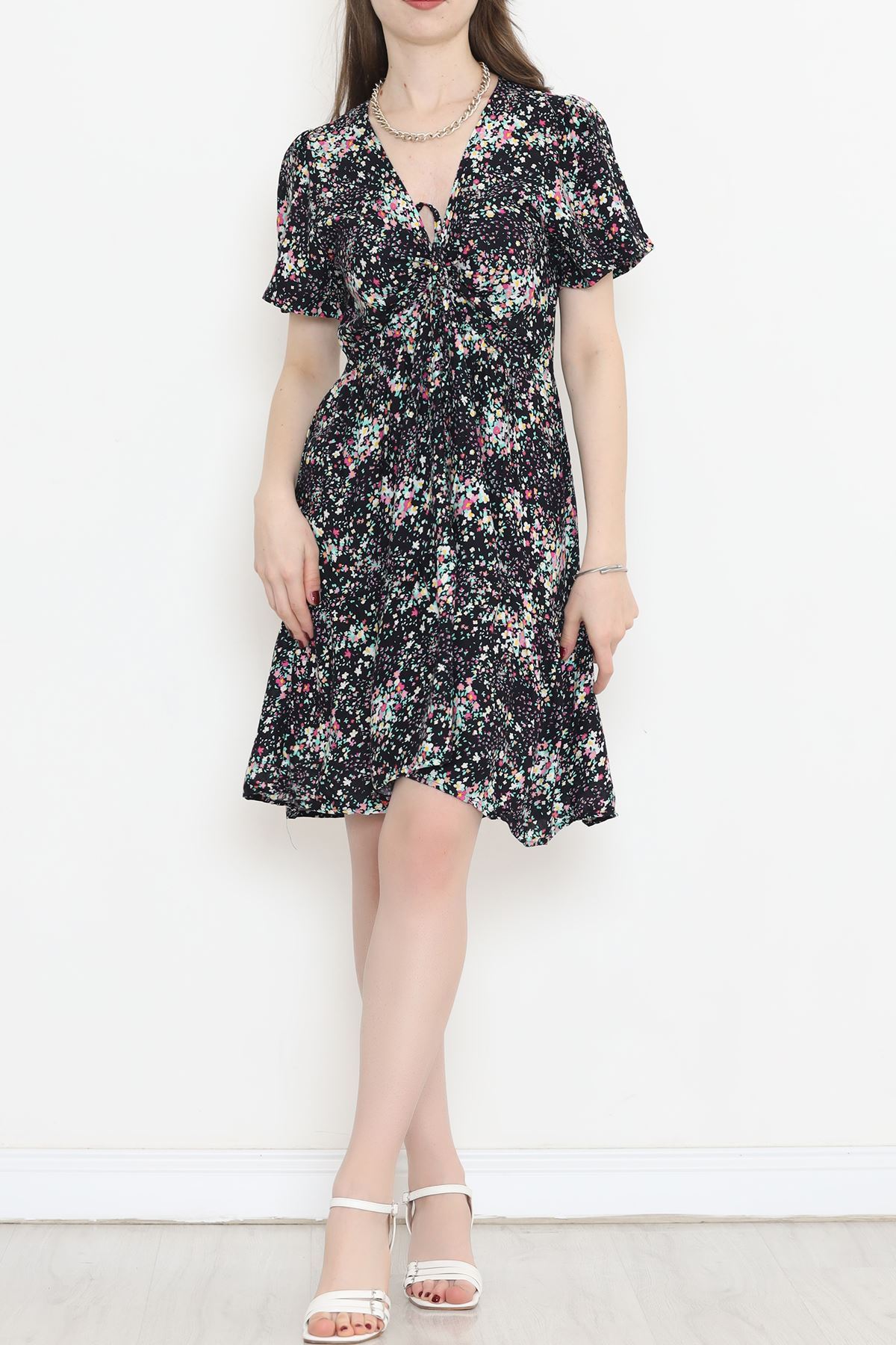 Shirred Front Dress Navy Blue - 152478.701.