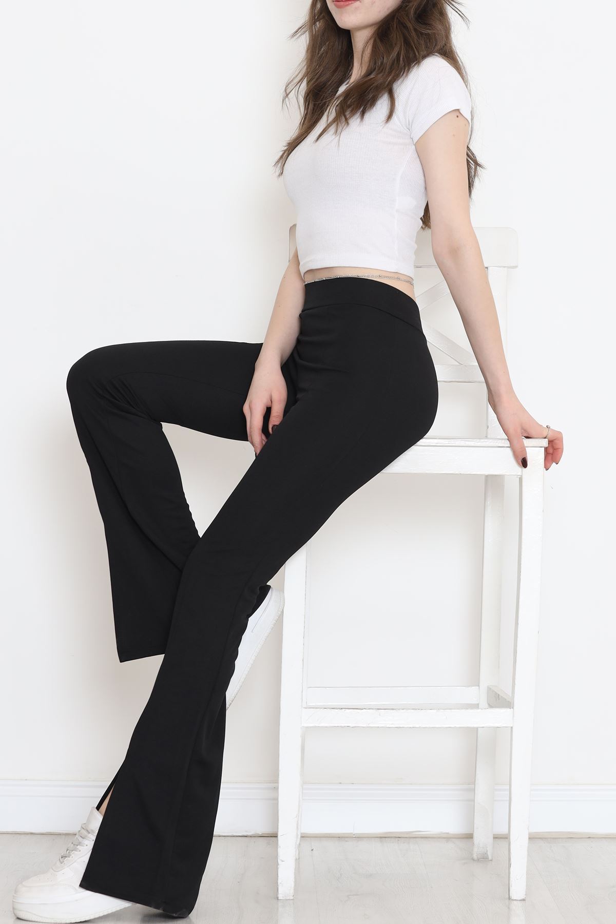 Slit Flared Trousers Black - 16702.1355.