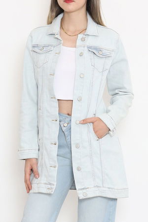 Double Pocket Long Denim Jacket Ice Blue - 18547.1836.