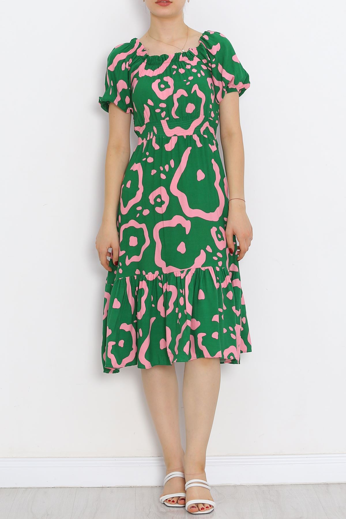 Madonna Collar Dress Green Pink - 18935.1247.