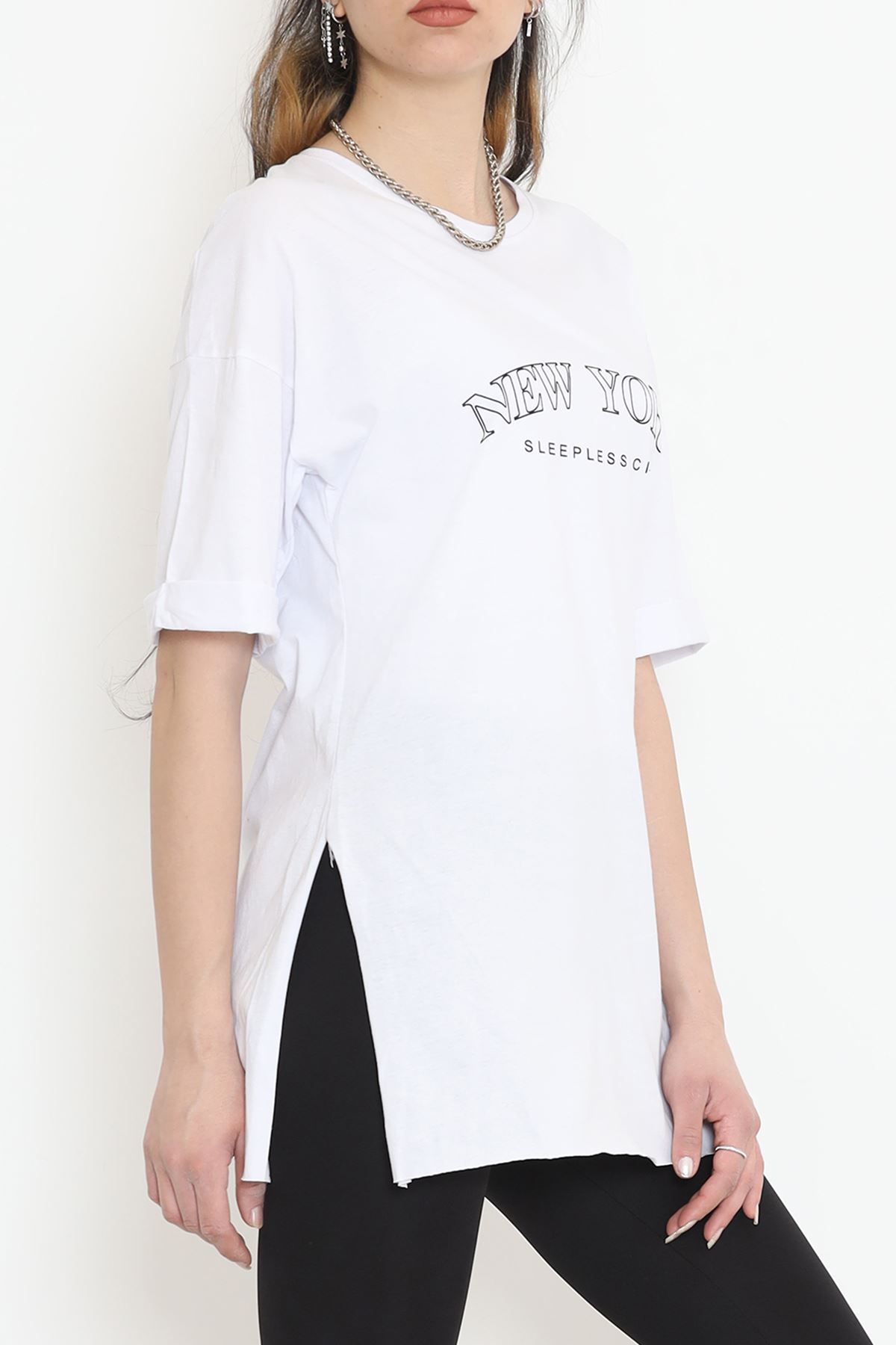 Printed Double Sleeve T-shirt White - 16560.1567.