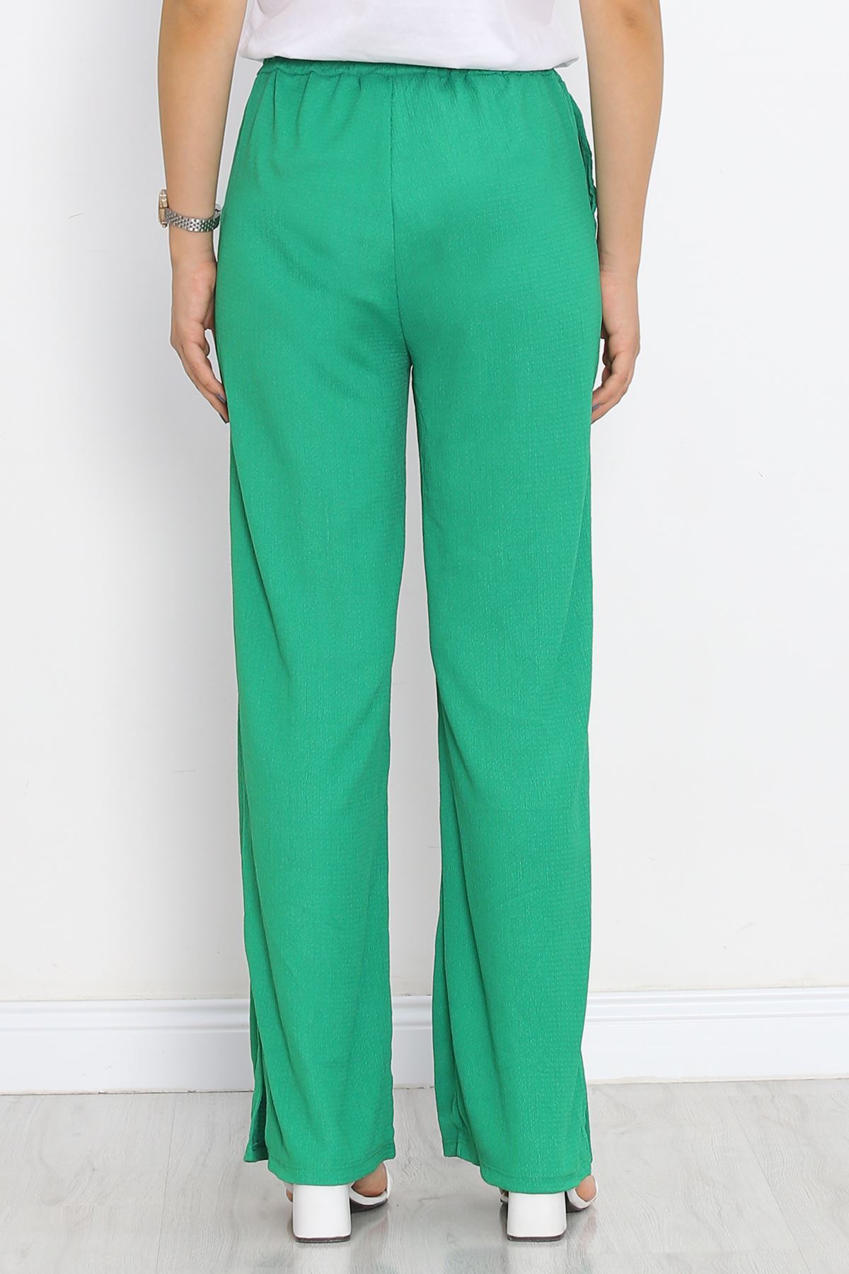 Cuffed Pants with Cuff Slits Green - 18904.1247.