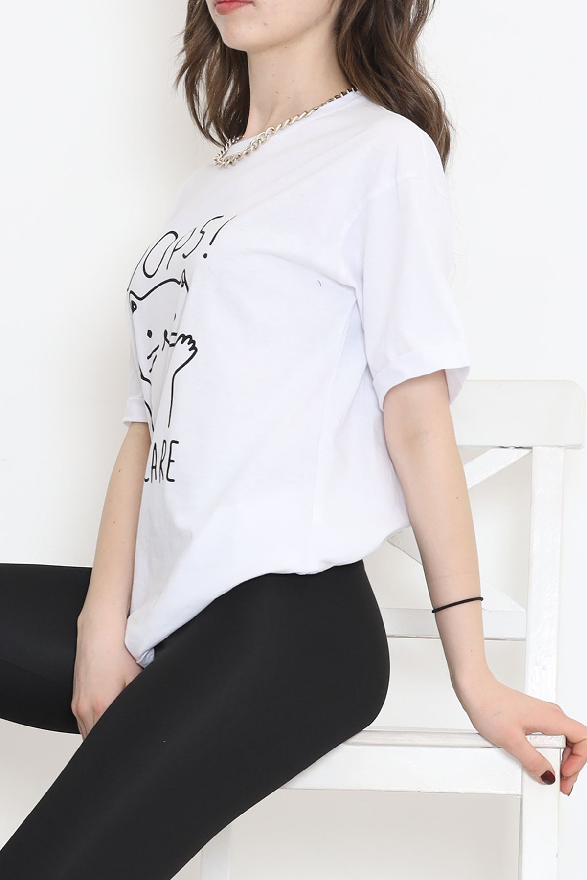 Printed Double Sleeve T-shirt White - 16525.1567.