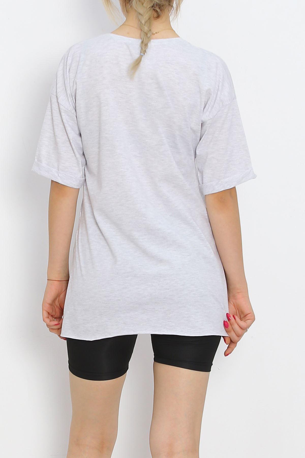 Printed Double Sleeve T-Shirt Gray - 16560.1567.