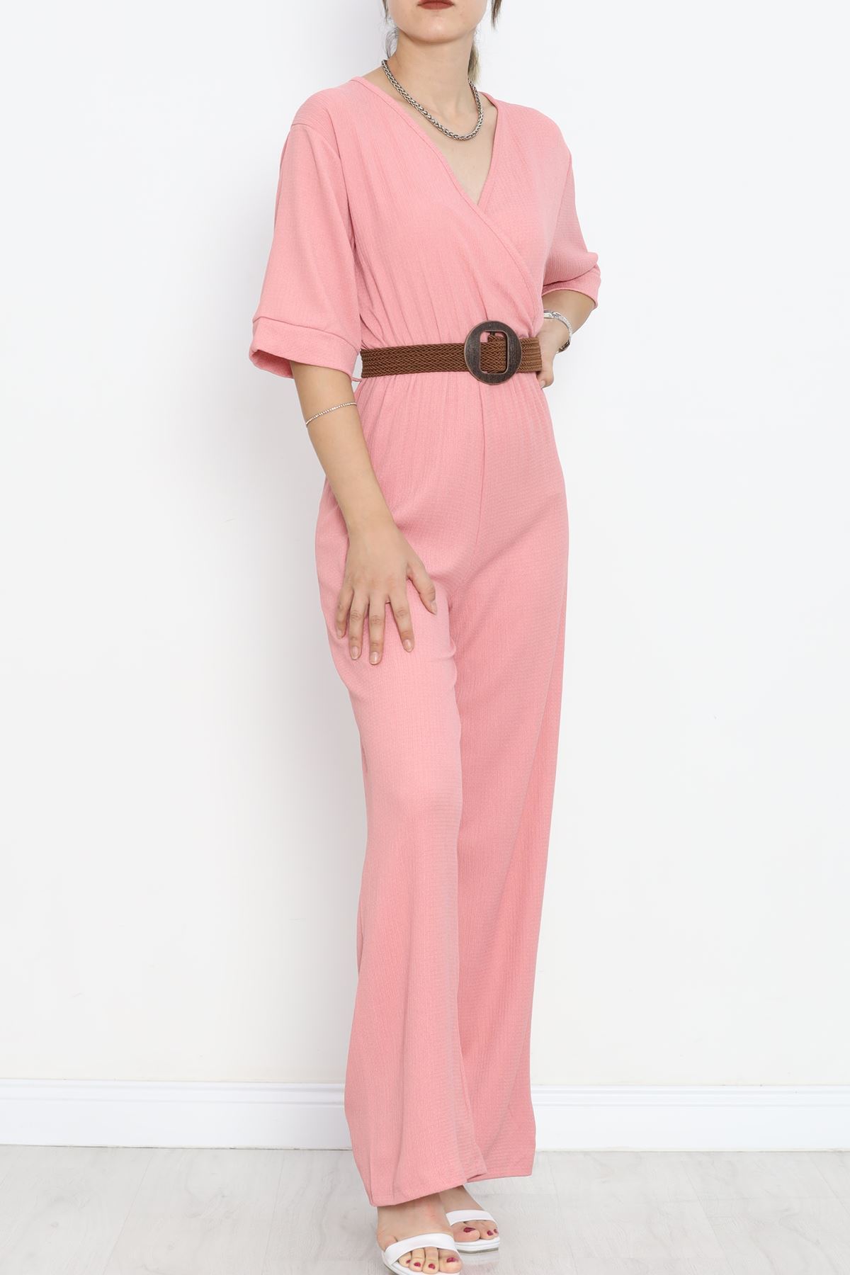 Wicker Belted Burümcük Jumpsuit Rose Currant - 10010.1567.