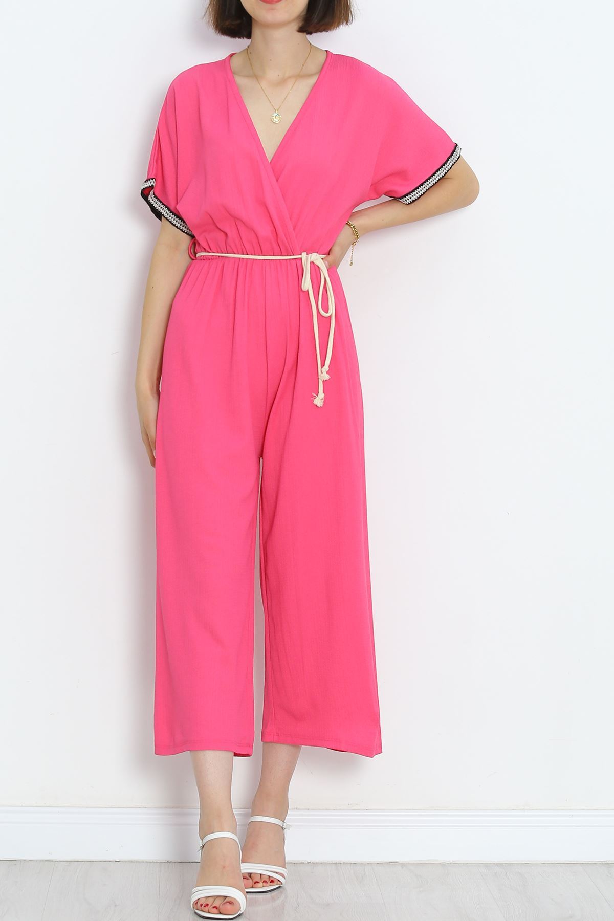 Knit Belt Burumcük Jumpsuit Fuchsia - 10007.1567.