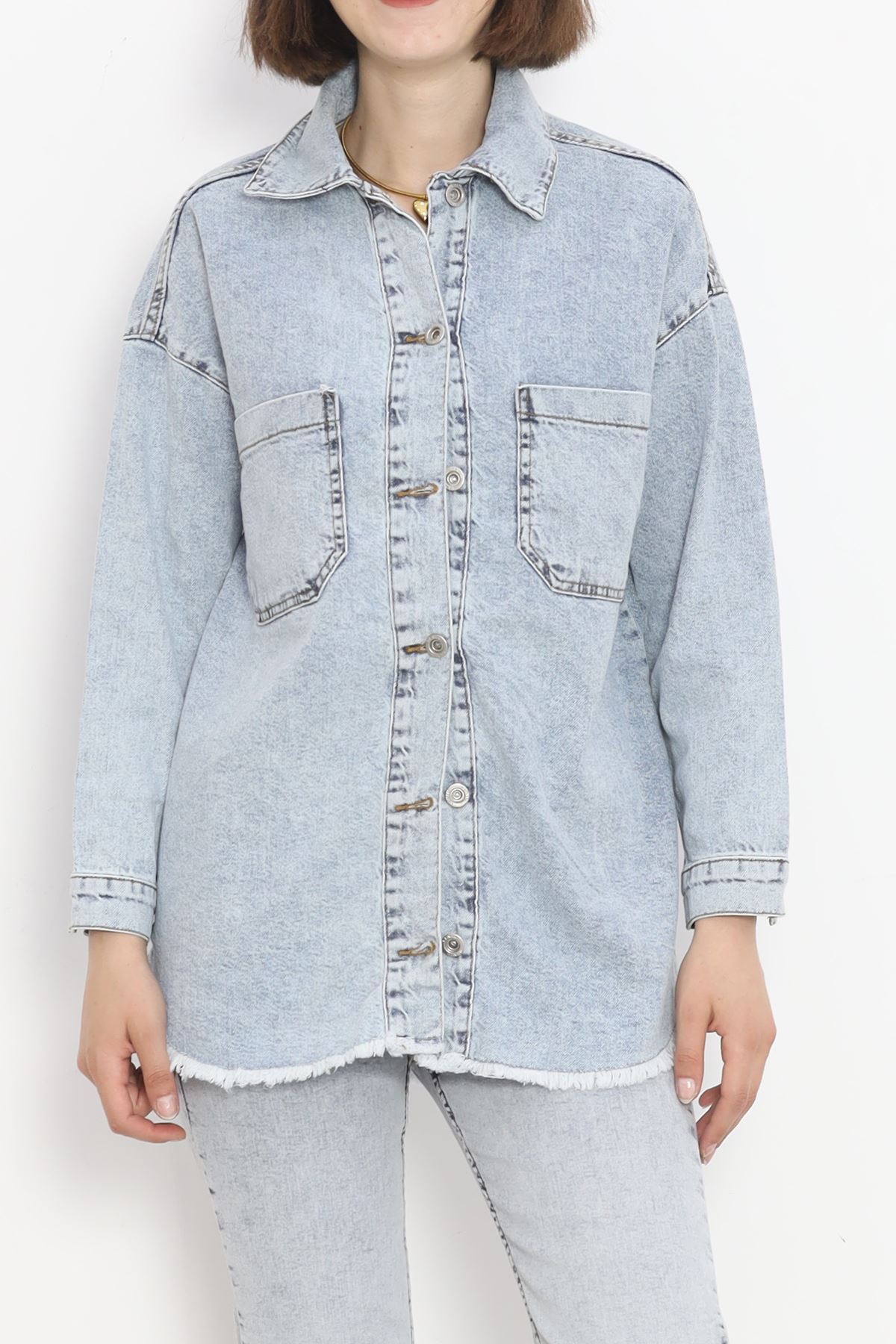 Tasseled Denim Jacket Ice Blue - 10004.1778.