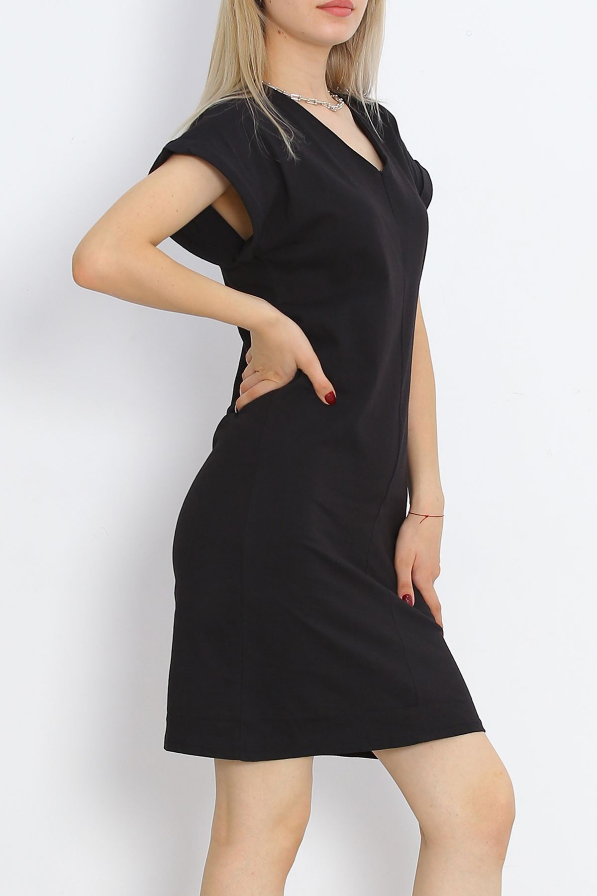 V Neck Suprem Dress Black - 15871.1567.