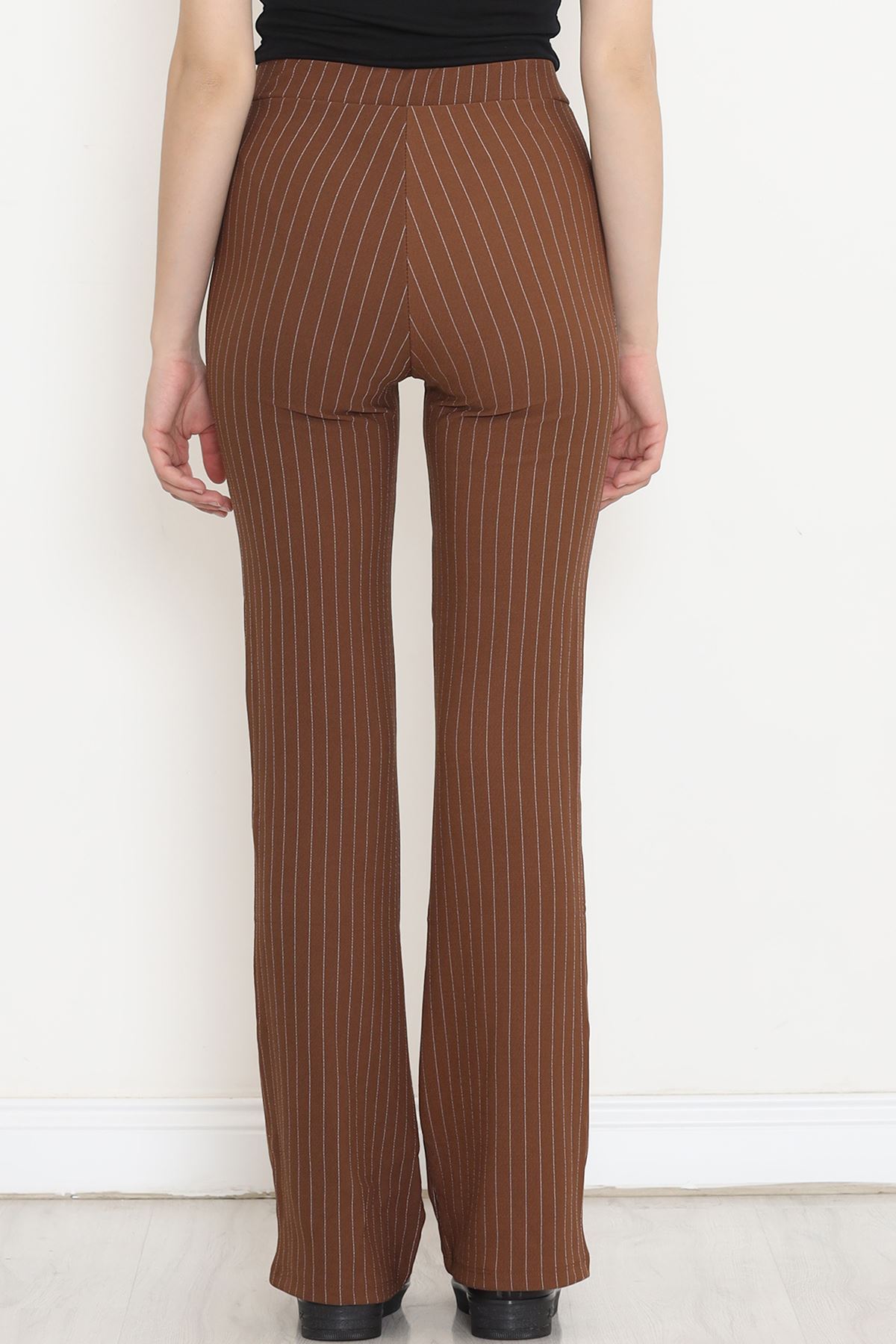 Striped Lycra Fabric Pants Brown - 549.1247.