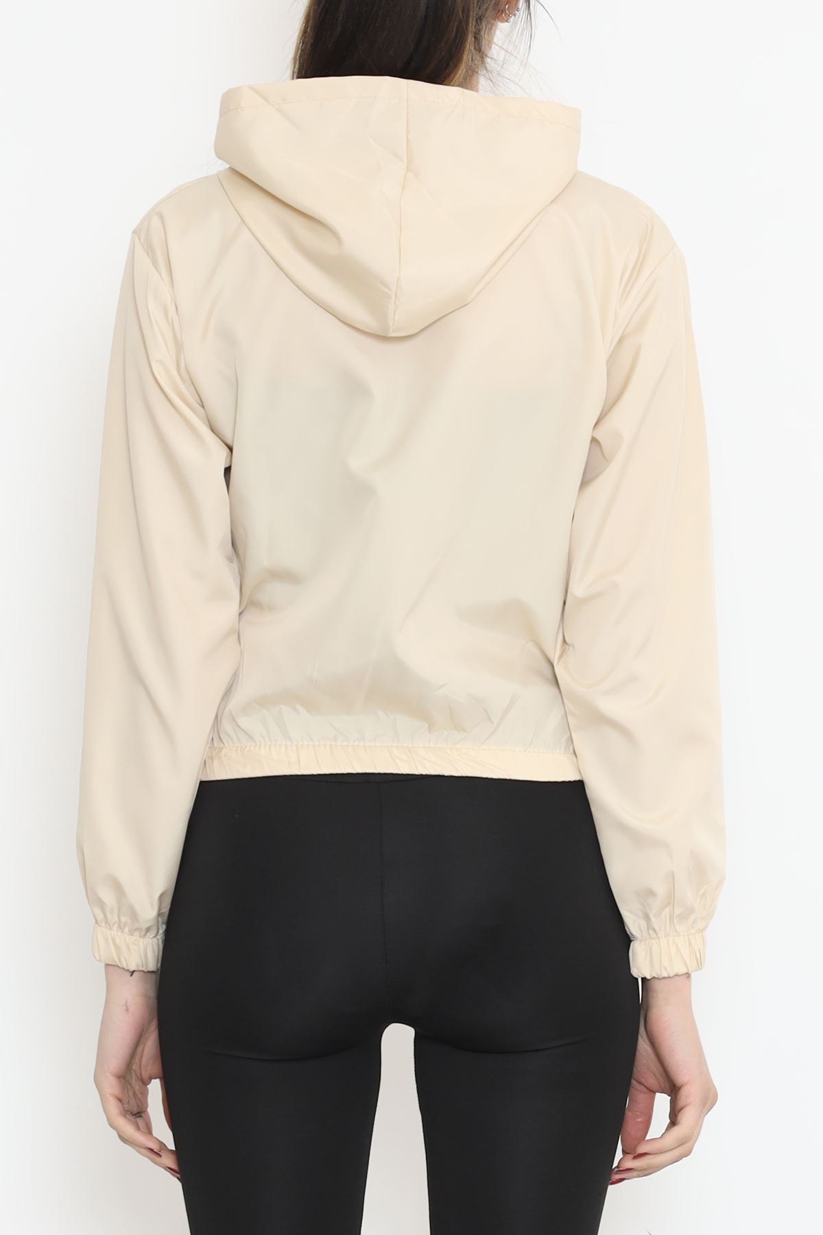 Double Pocket Crop Raincoat Beige - 17743.1247.