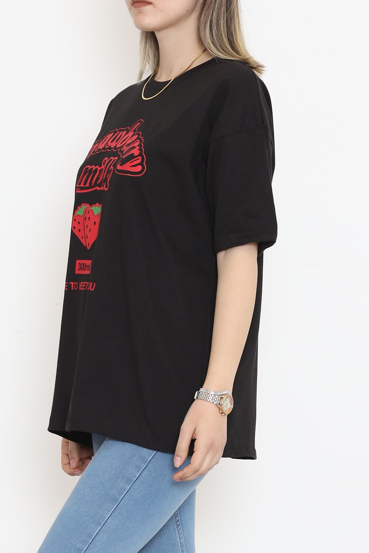 Printed Crew Neck T-shirt Black - 16501.1567.