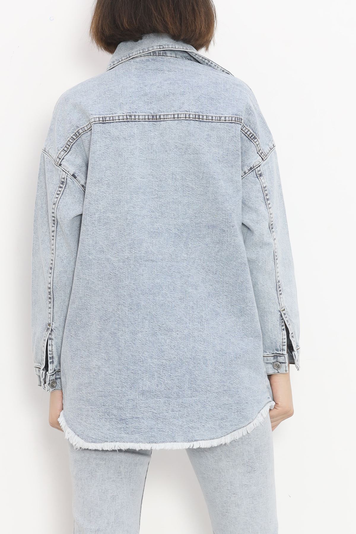 Tasseled Denim Jacket Ice Blue - 10004.1778.