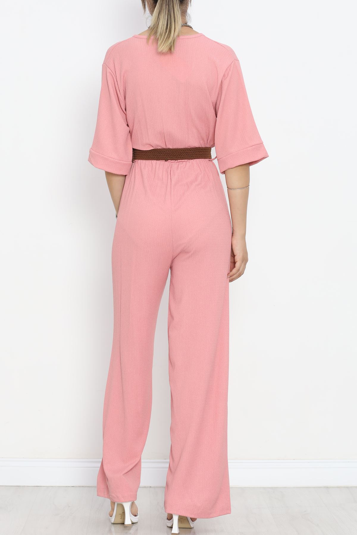 Wicker Belted Burümcük Jumpsuit Rose Currant - 10010.1567.