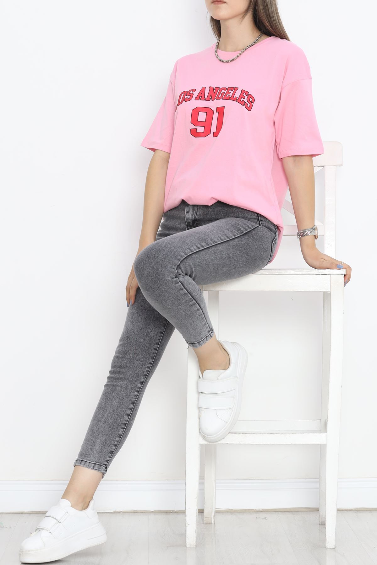 Printed Crew Neck T-shirt Pink - 16510.1567.