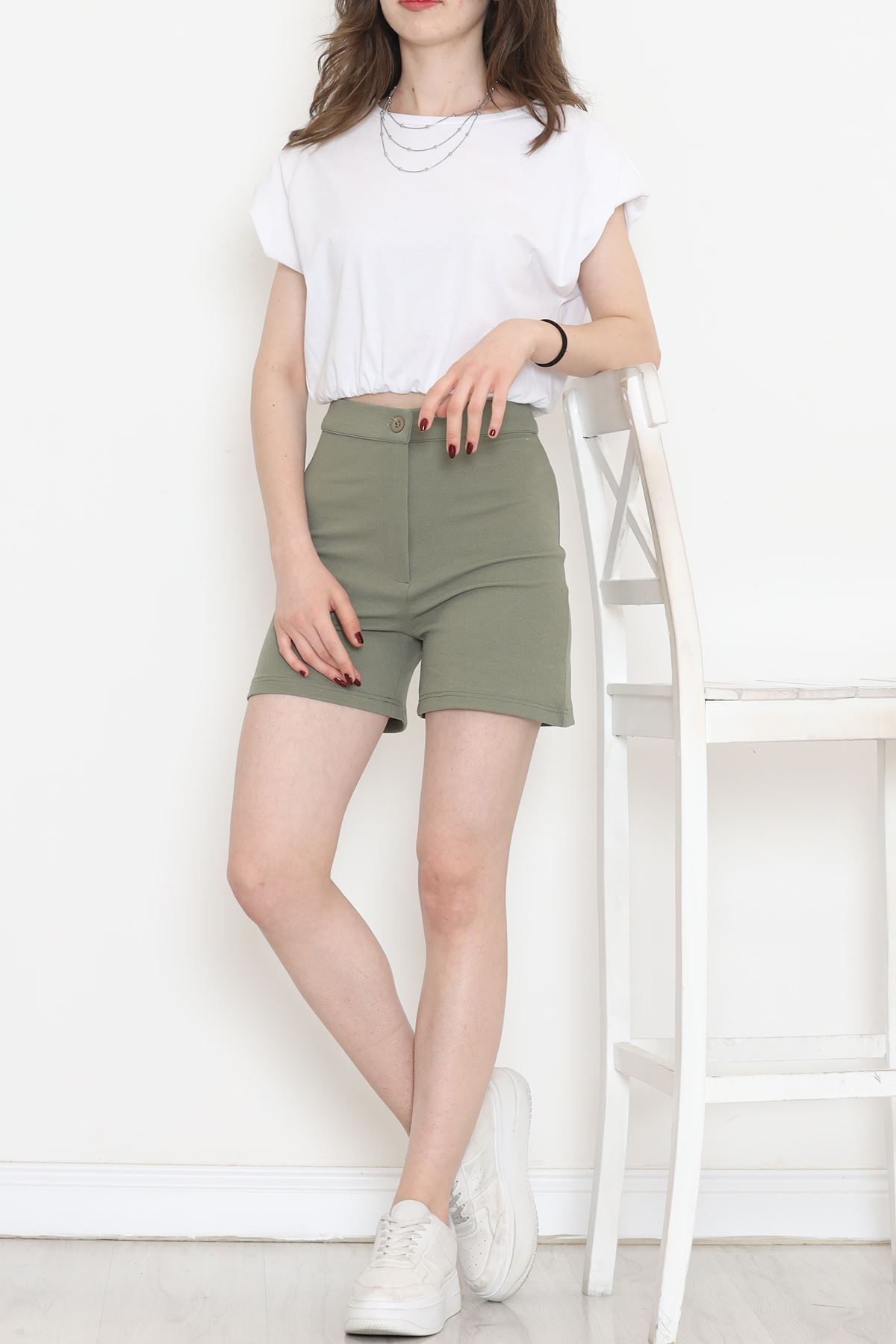 Crop T-shirt with Elastic Waist White - 16552.1567.