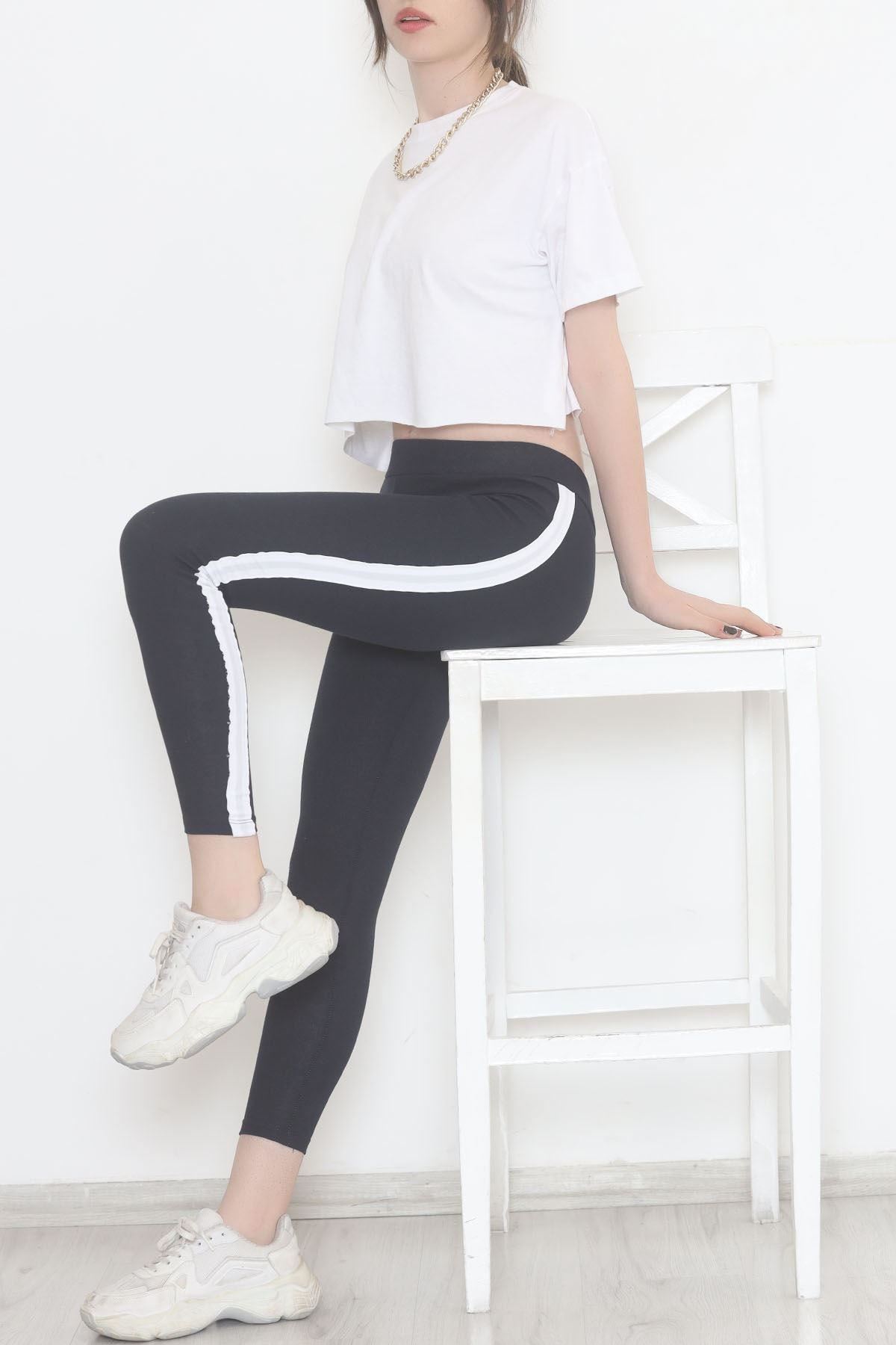 Single Stripe Ribbed Leggings Navy White - 10293.1567.