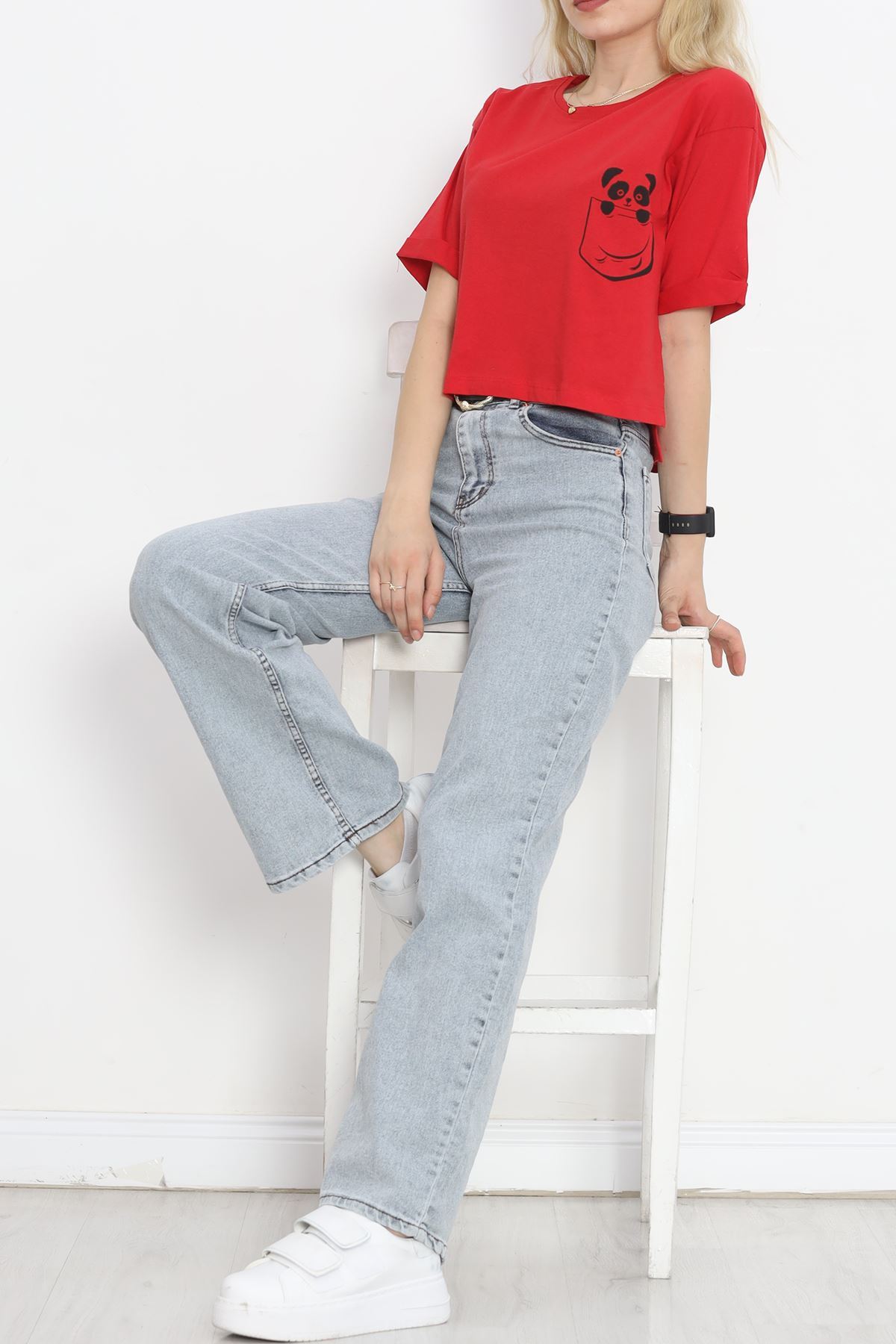 Printed Crop T-shirt Red - 16487.1567.