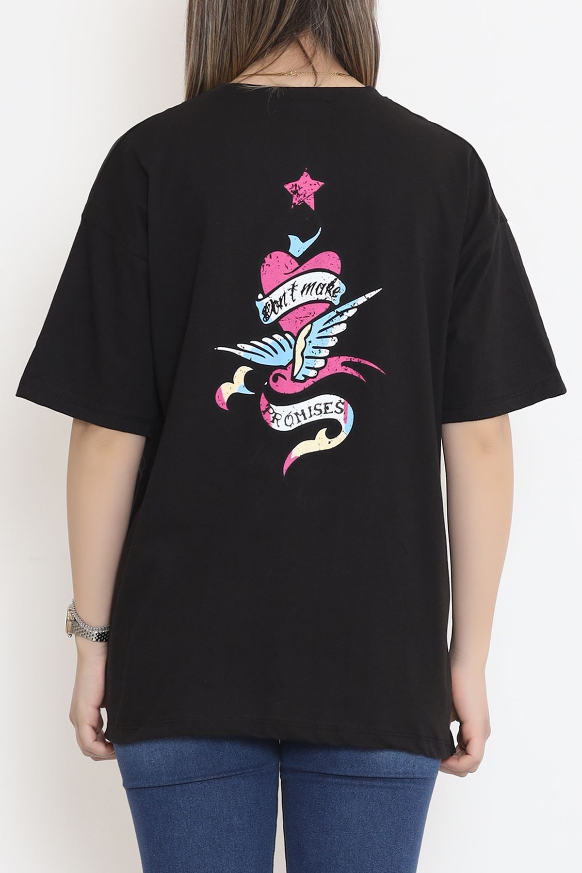 Front Back Printed T-Shirt Black - 16497.1567.