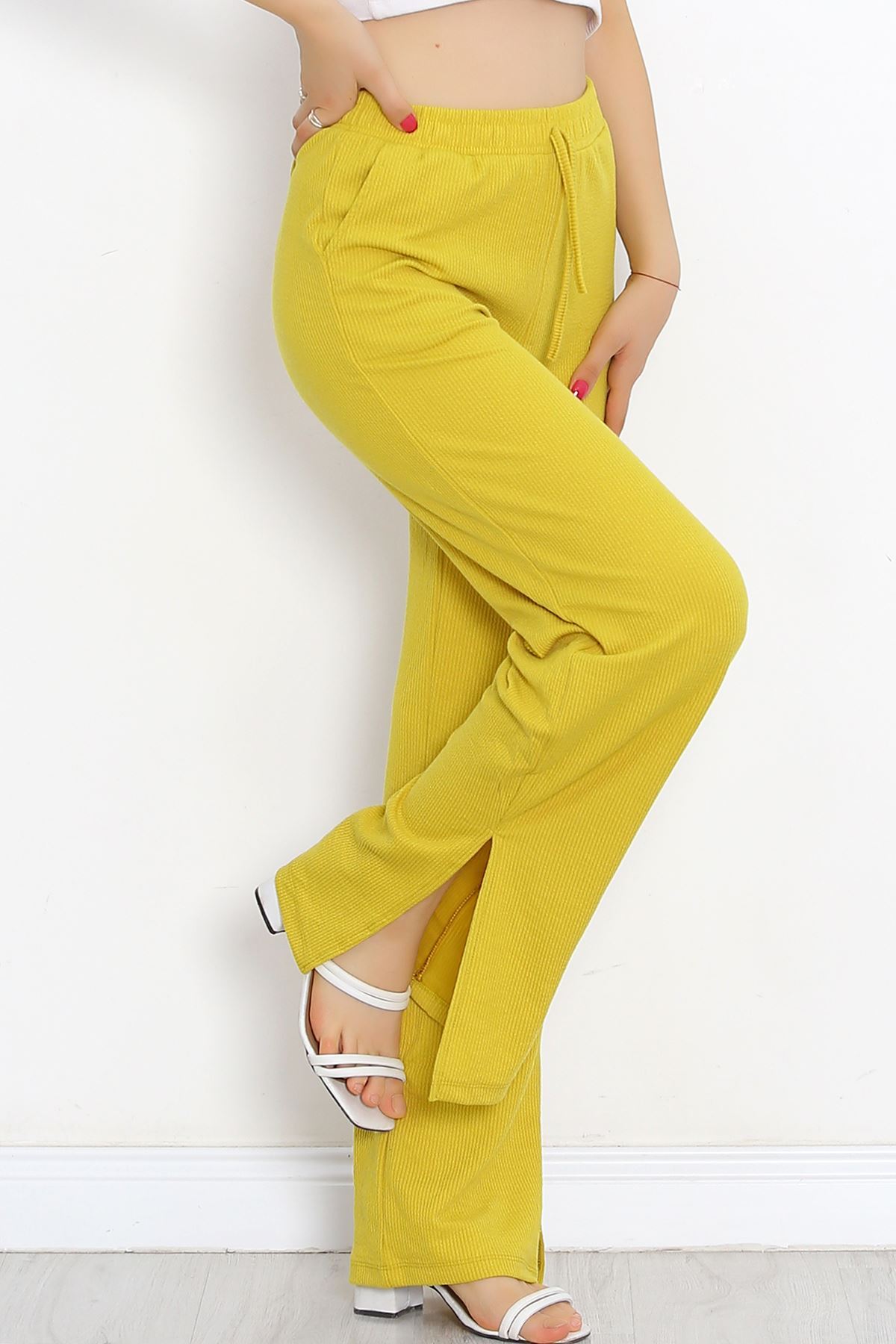 Pants with Cuff Slits Oil Green - 250.1247.