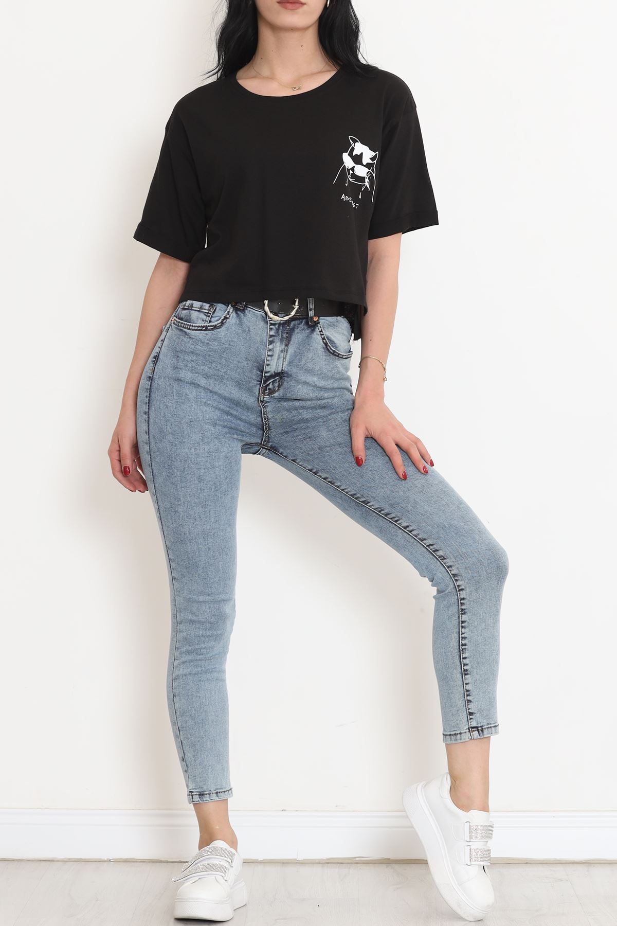 Printed Crop T-shirt Black - 18668.1567.