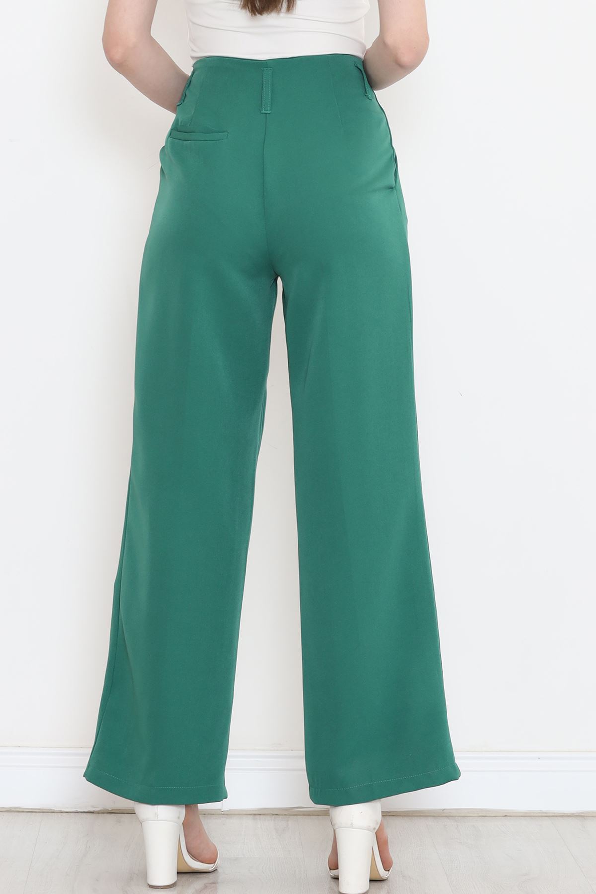 Palazzo Pants with Waist Cuffs Green - 20856.683.