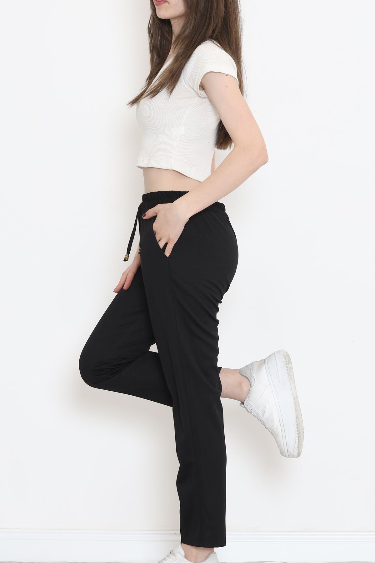 Crepe Lace-up Detailed Pants Black - 152429.1778.