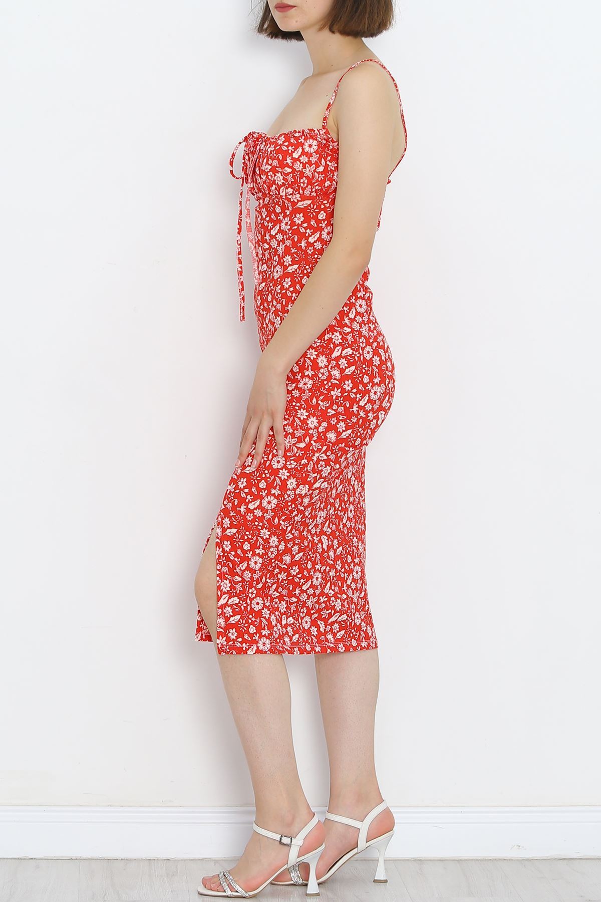 Strappy Patterned Dress Red Floral - 650.1247.