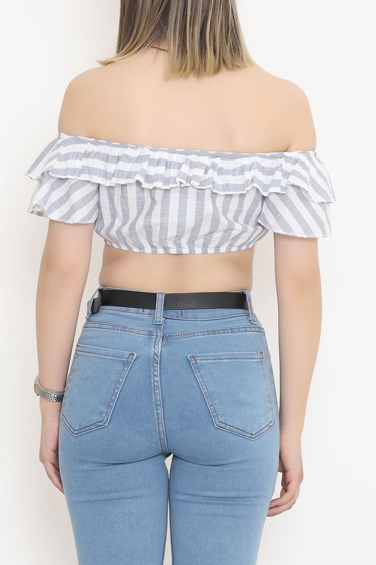 Striped Crop Blouse White-smoked - 18426.631.