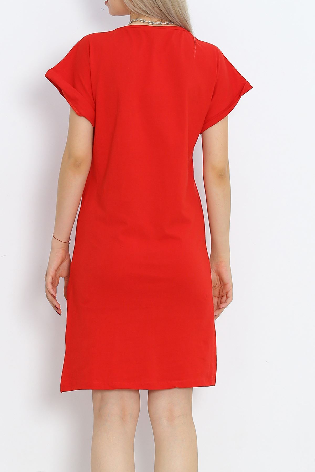 V Neck Suprem Dress Red - 15871.1567.