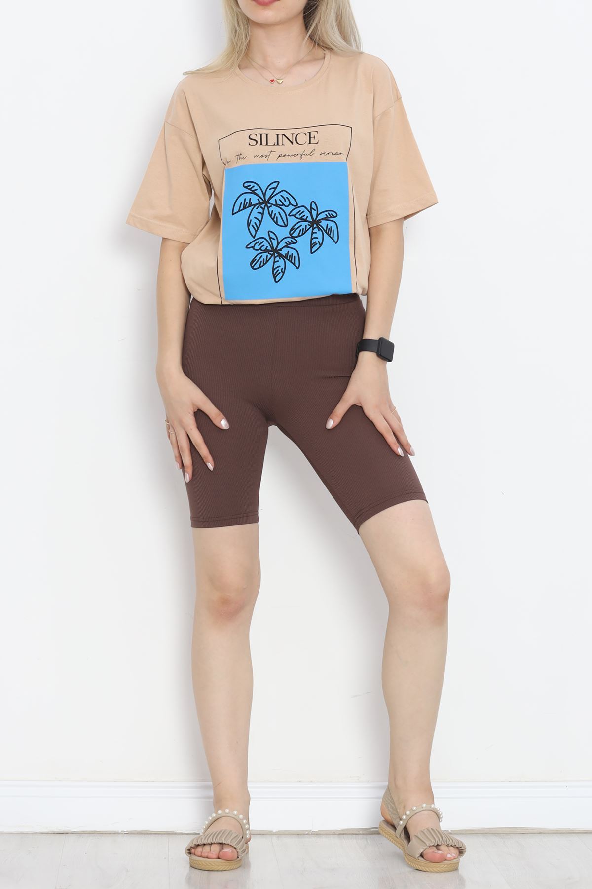 Printed Crew Neck T-shirt Mink - 16520.1567.