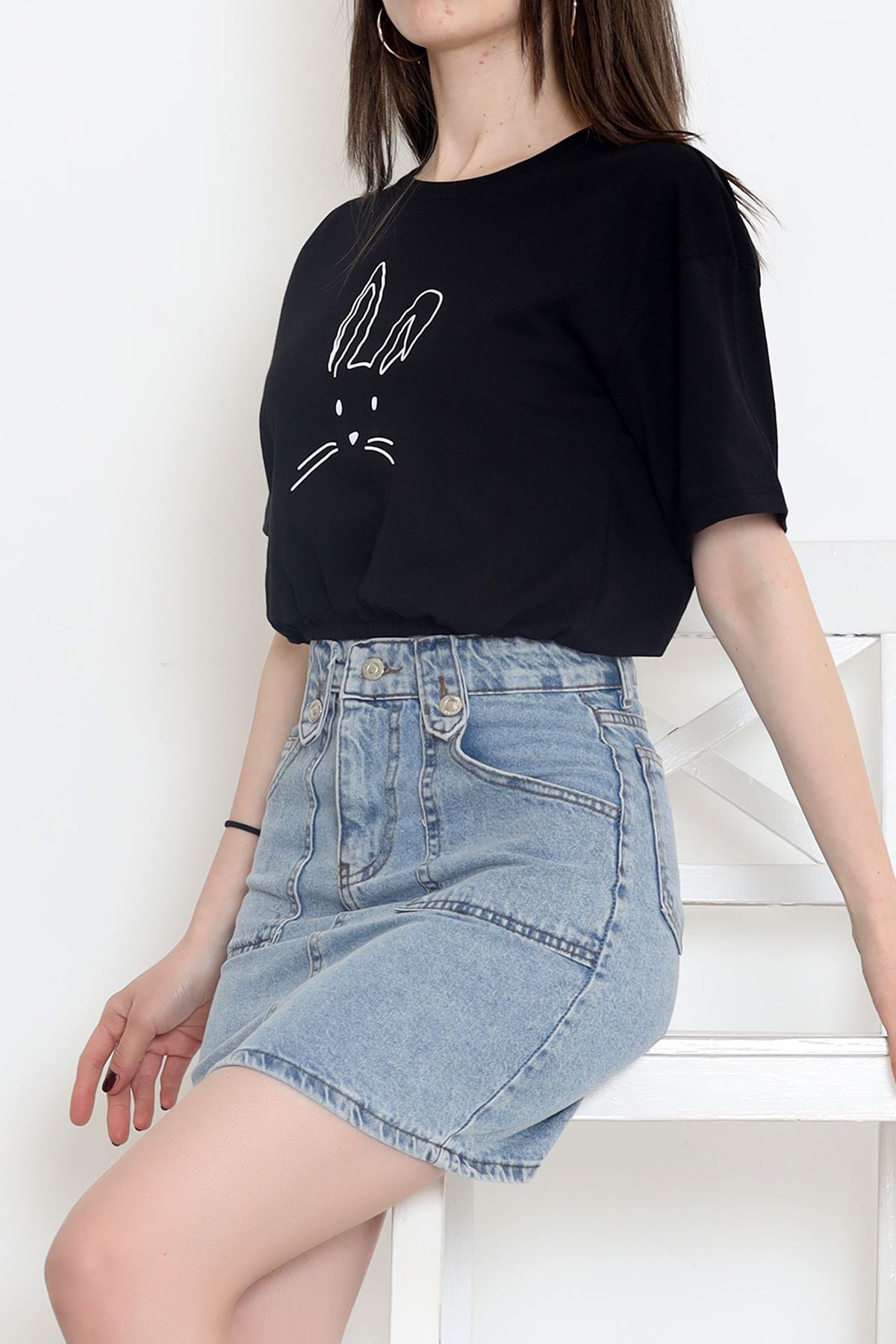 T-shirt with Elastic Waistband Black - 16546.1567.