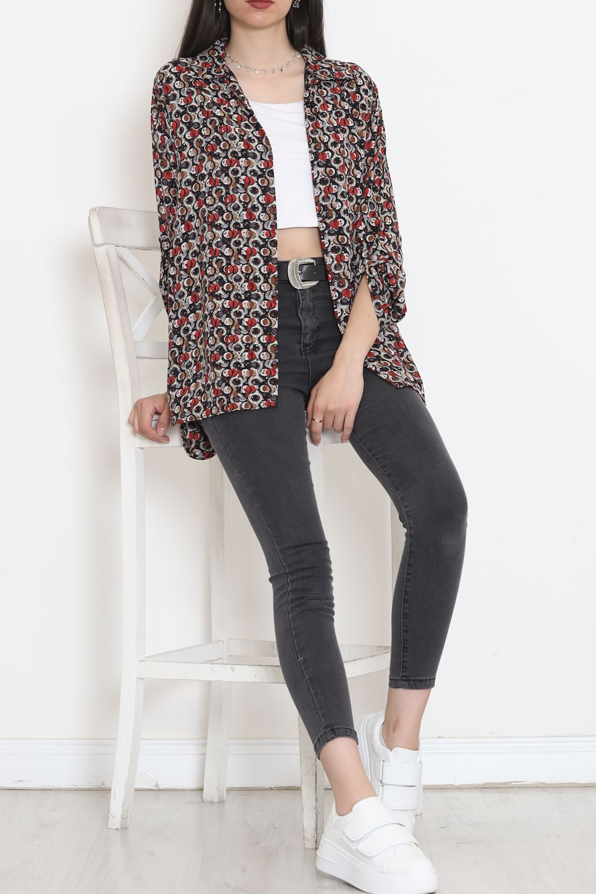 Viscose Patterned Shirt BlackRed2 - 17112.701.