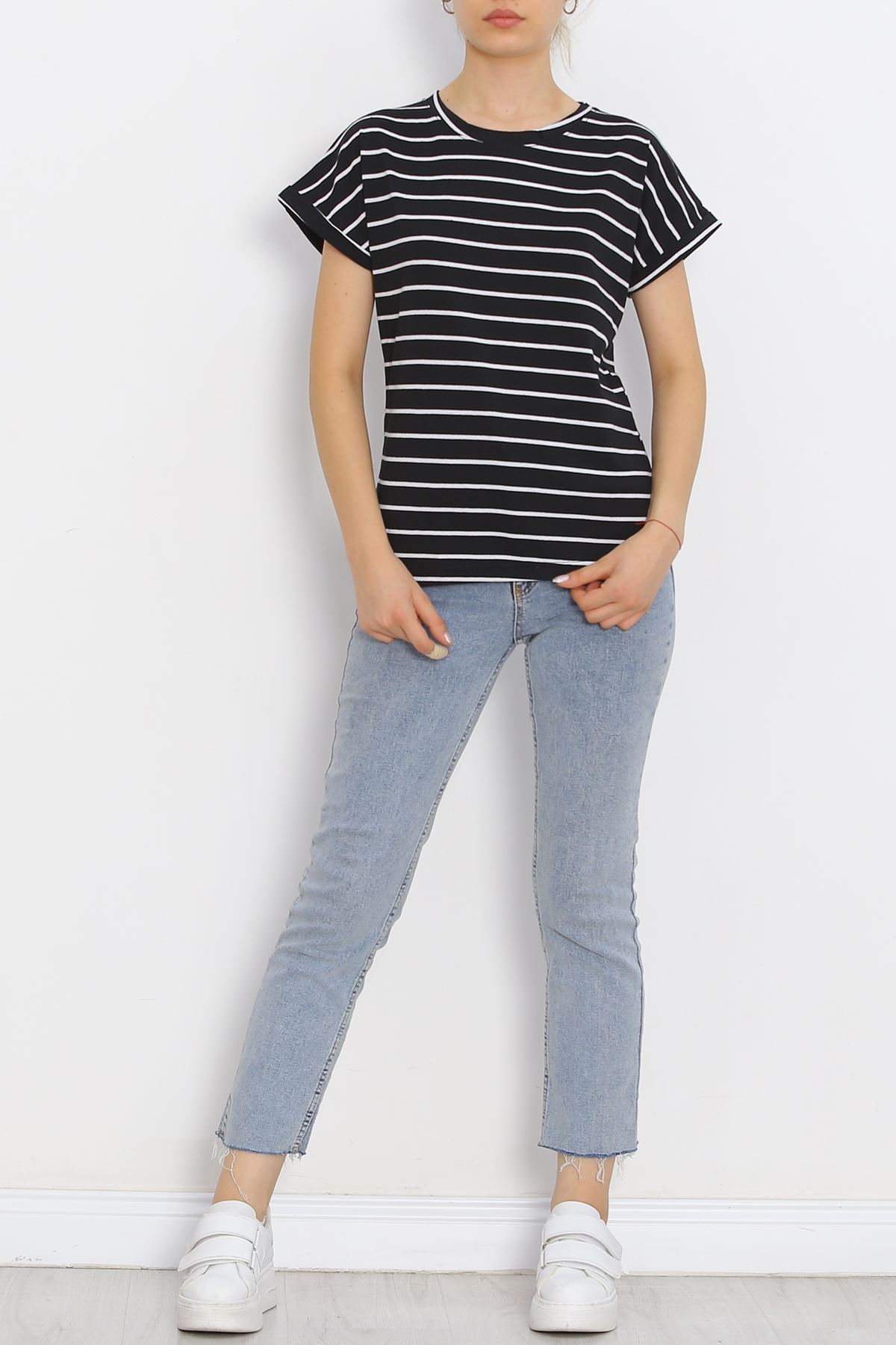 Single Jersey Striped Duplex T-Shirt Black - 15918.1567.