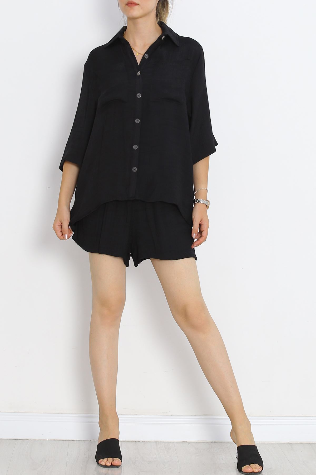 Linen Shorts Set Black - 1009.1247.