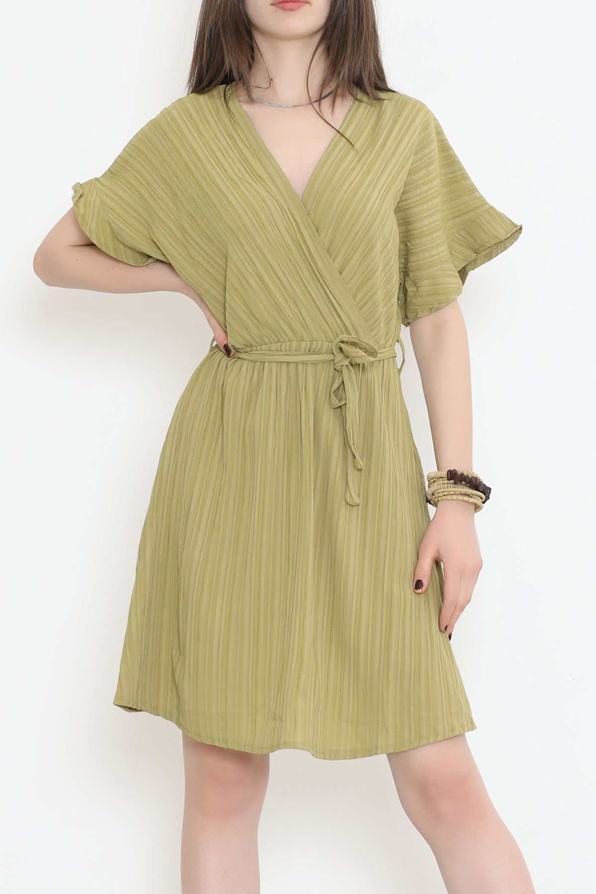 Double-breasted Collar Dress Green - 17368.701.