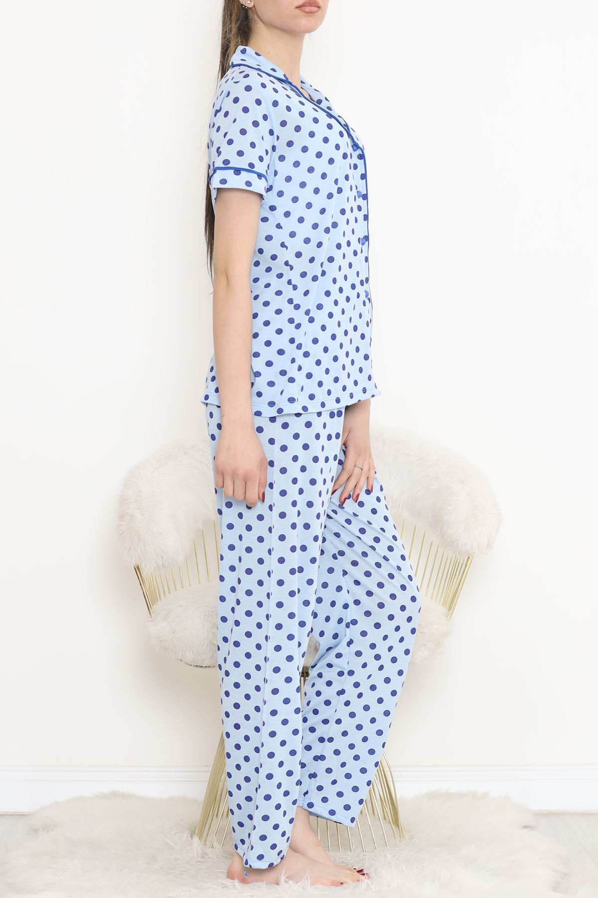 Polyviscose Interlock Short Sleeve Pajama Set Blue - 927.1287.