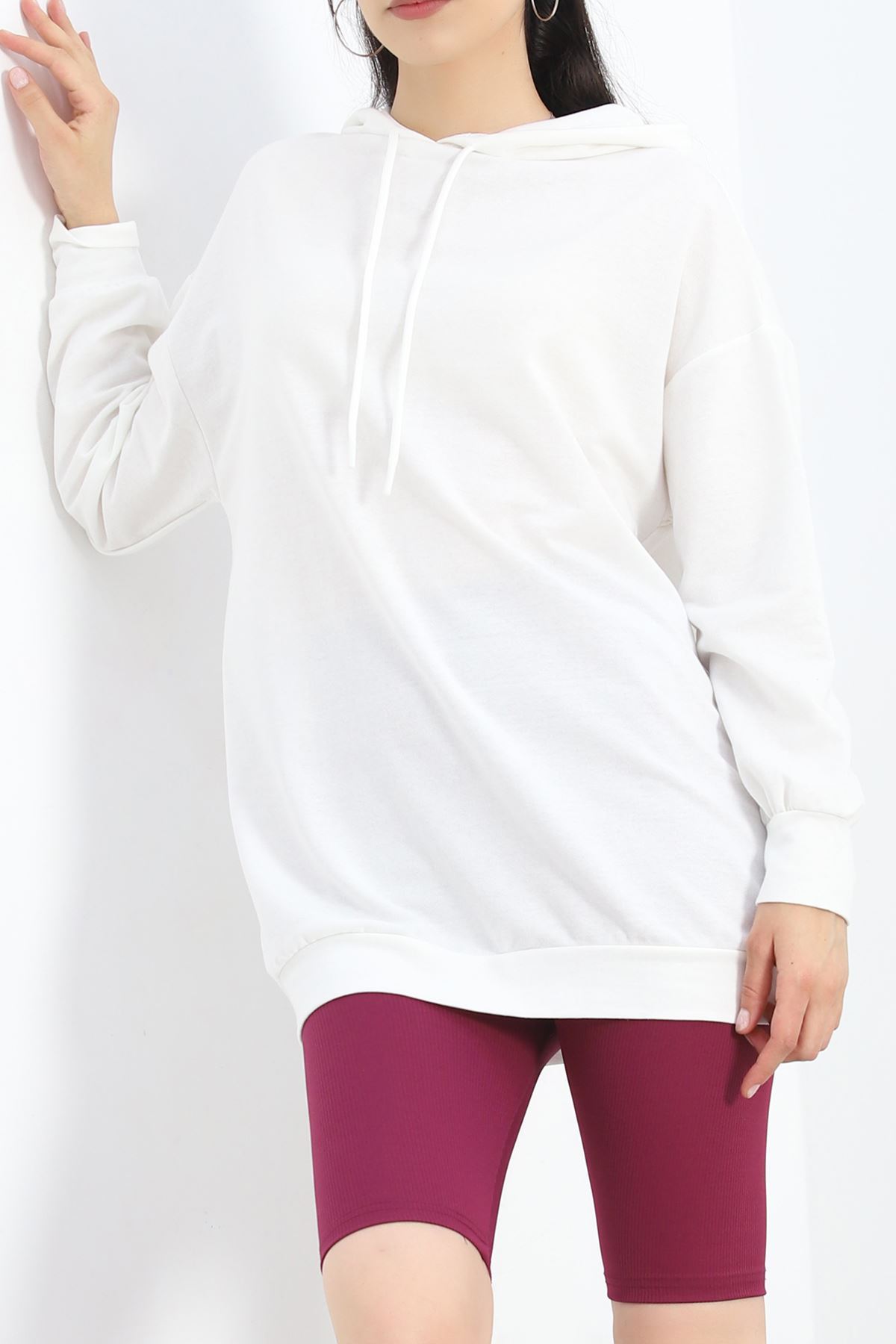 Oversize Kapşonlu Sweat Ekru - 1492.1095.