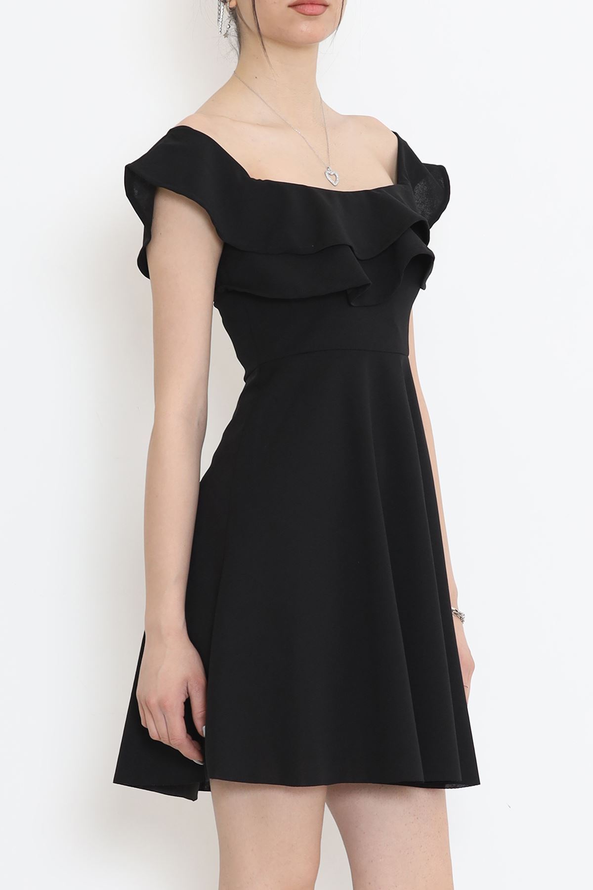 Tulle Collar Ruffle Dress Black - 58838.1592.