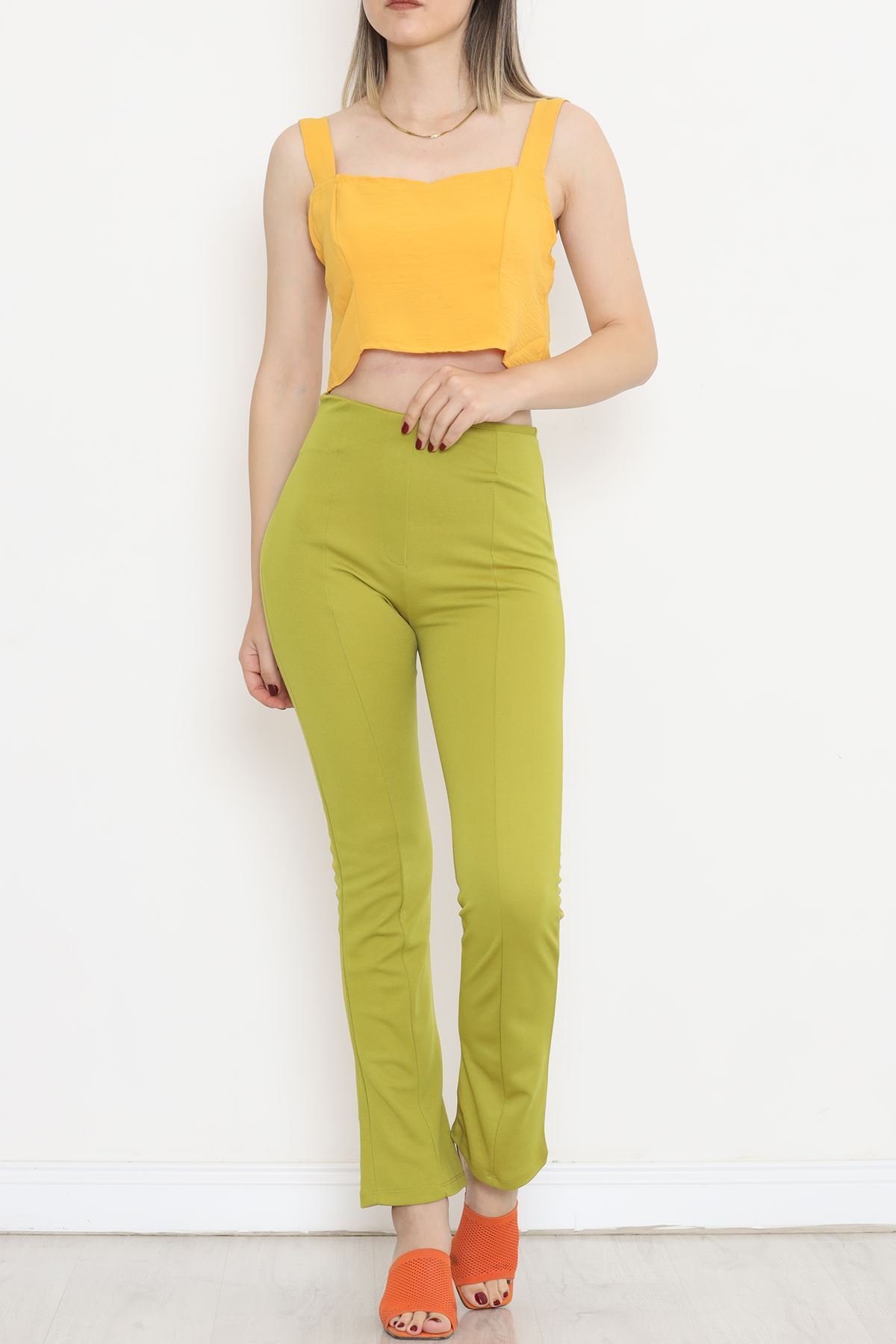 Side Zipper Pants Oil Green - 18412.631.