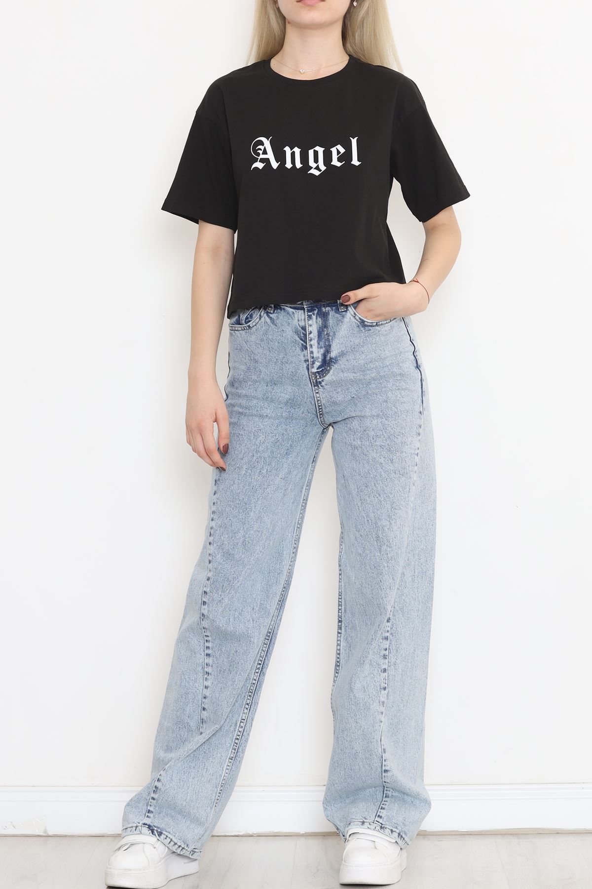 Printed Crop T-shirt Black - 16474.1567.