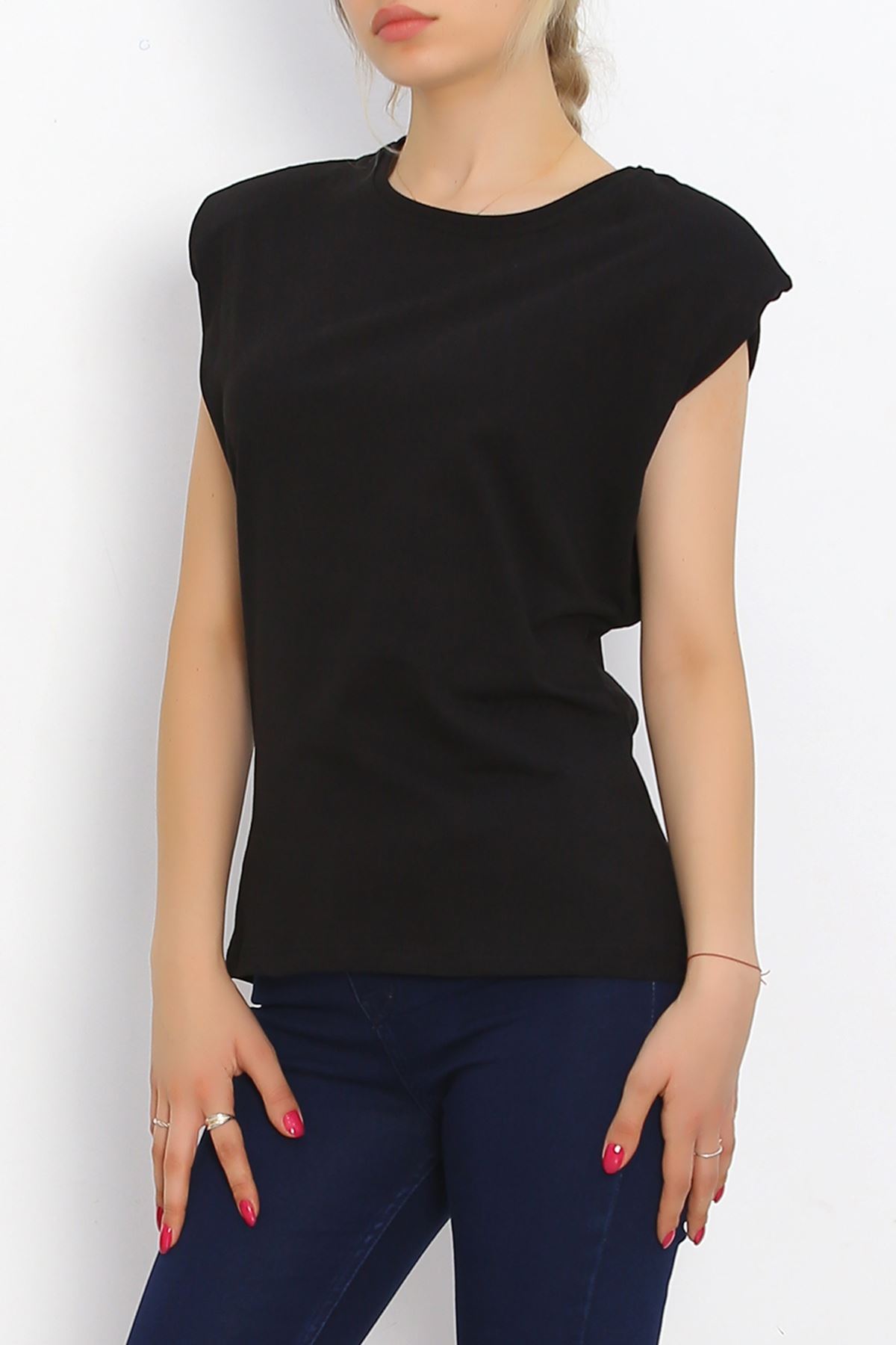 Sleeveless T-shirt with Wadding Black - 15874.1567.