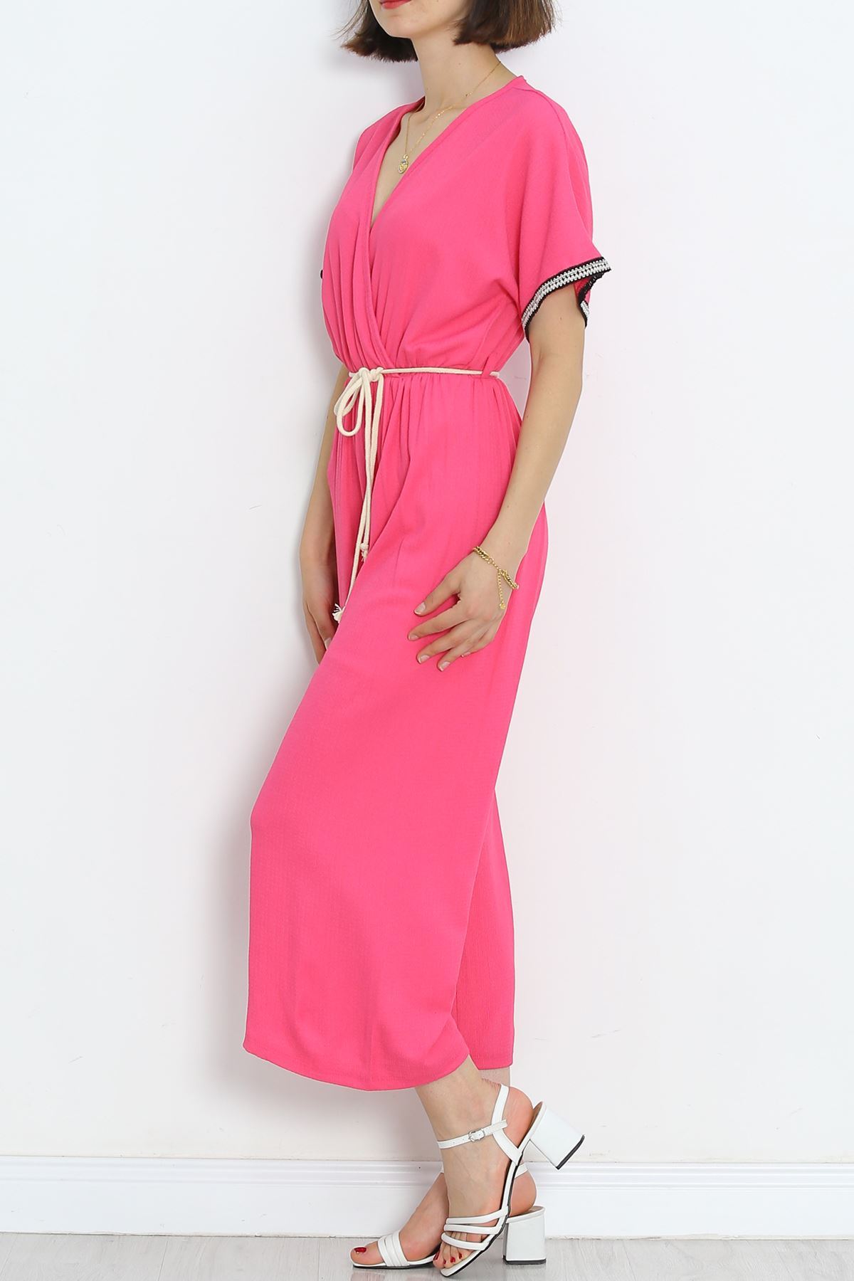 Knit Belt Burumcük Jumpsuit Fuchsia - 10007.1567.