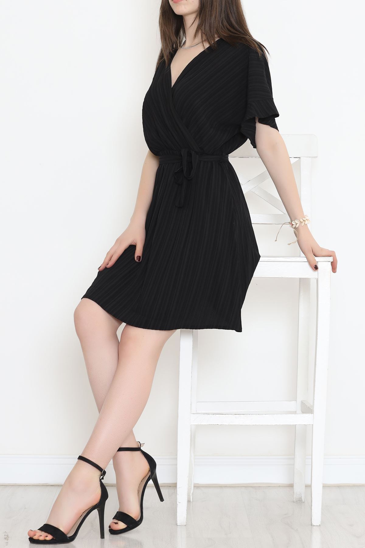 Double-breasted Collar Dress Black - 17368.701.