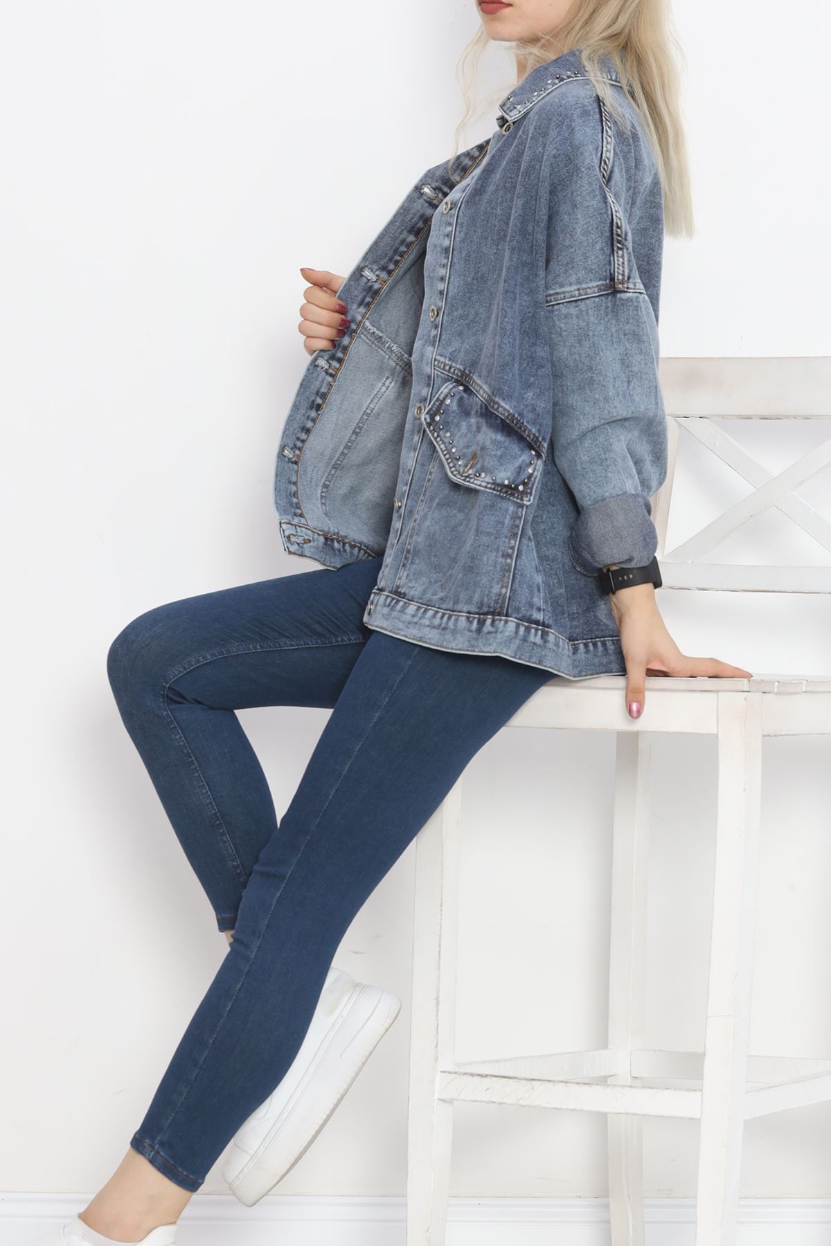 Denim Jacket Blue with Stone Collar - 20387.1778.