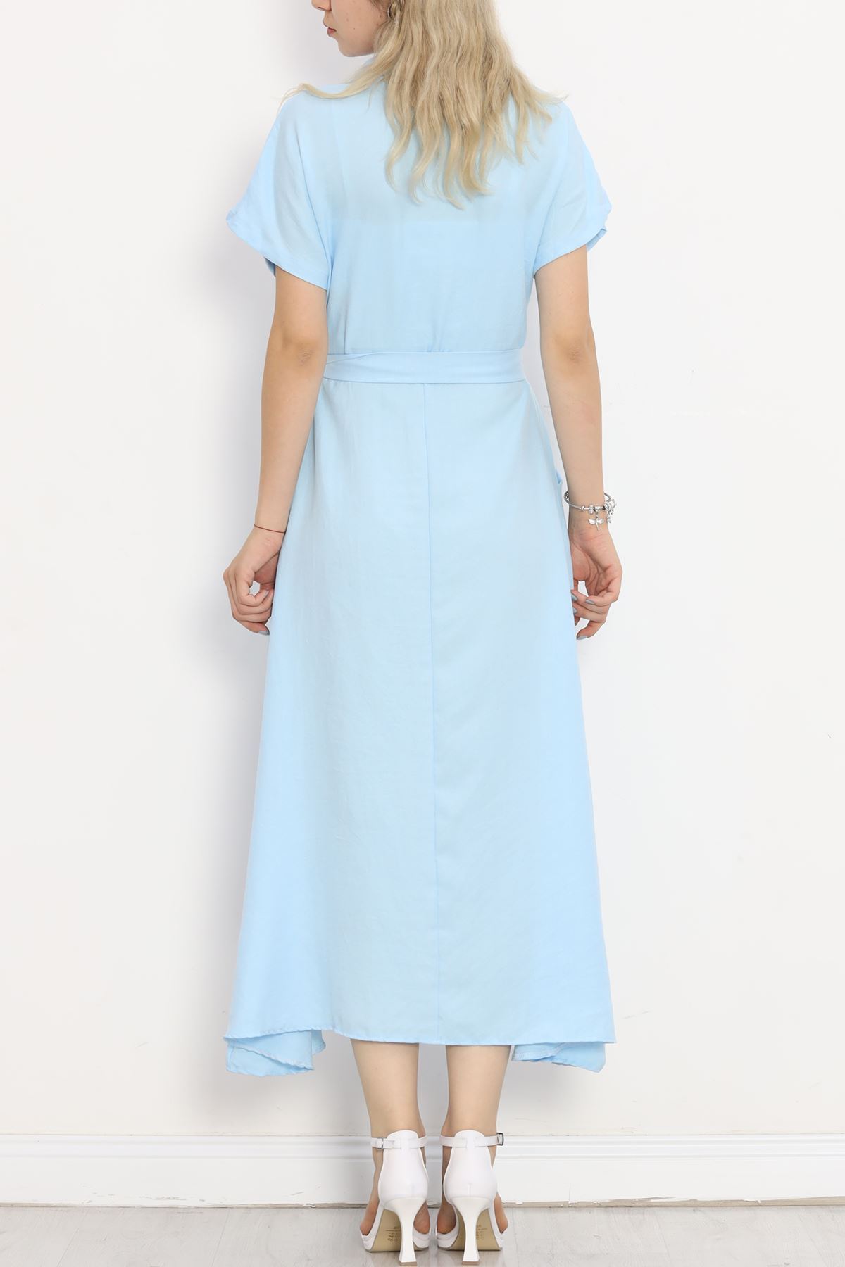 Pocket Detail Belted Dress Light Blue - 18674.1778.