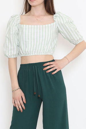 Striped Crop Blouse Green - 18423.631.