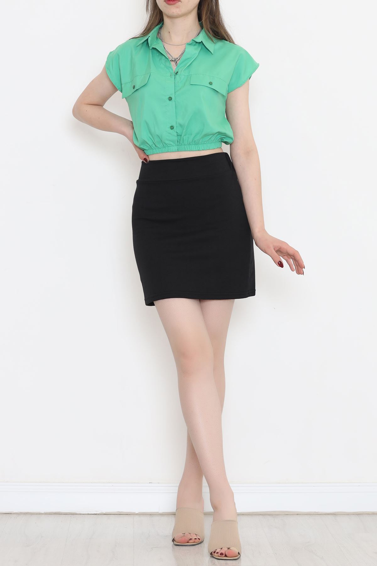 Skirt with Back Slits Black - 16537.053.