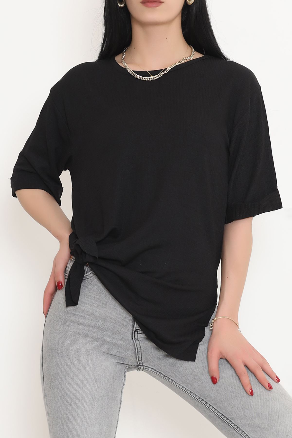 Short Sleeve Slit T-Shirt Black - 2499.555.