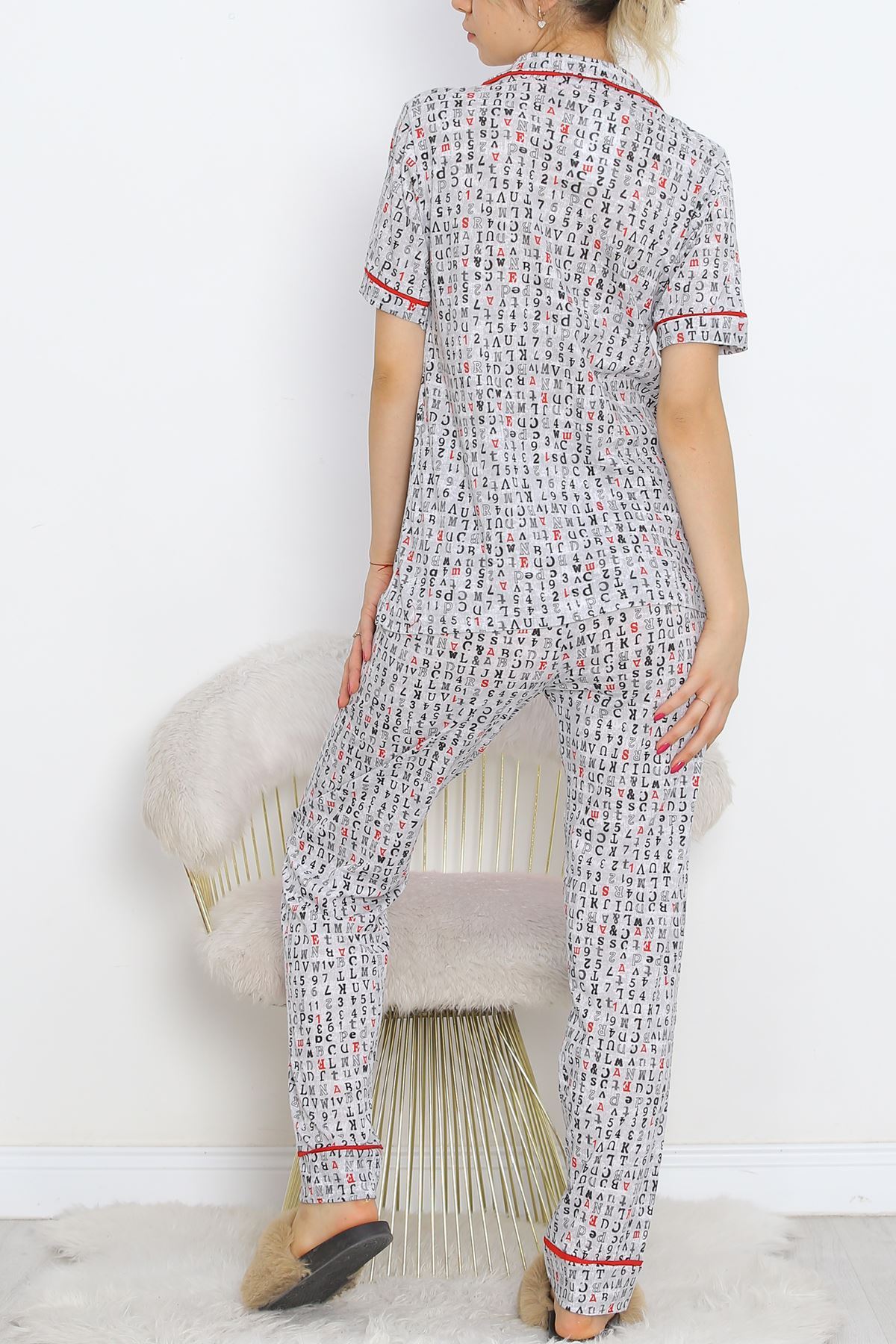 Button Pajama Set Gris Black - 18948.1567.